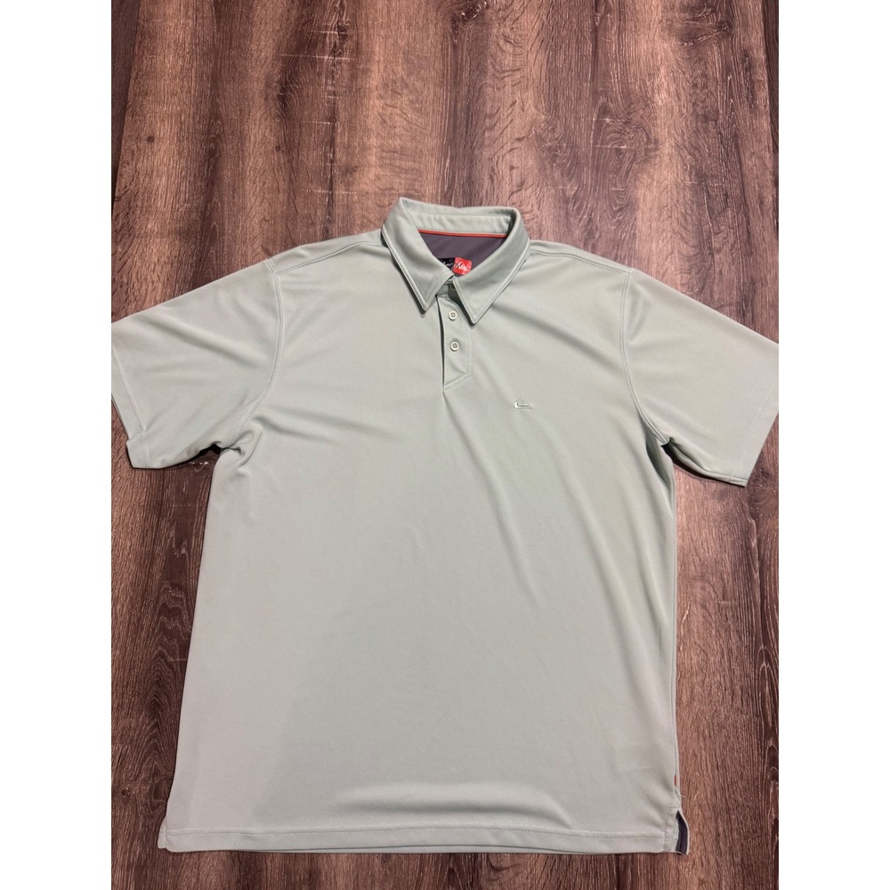 Quiksilver Mens XL Performance Polo Shirt Sage Green Short Sleeve Logo 508610